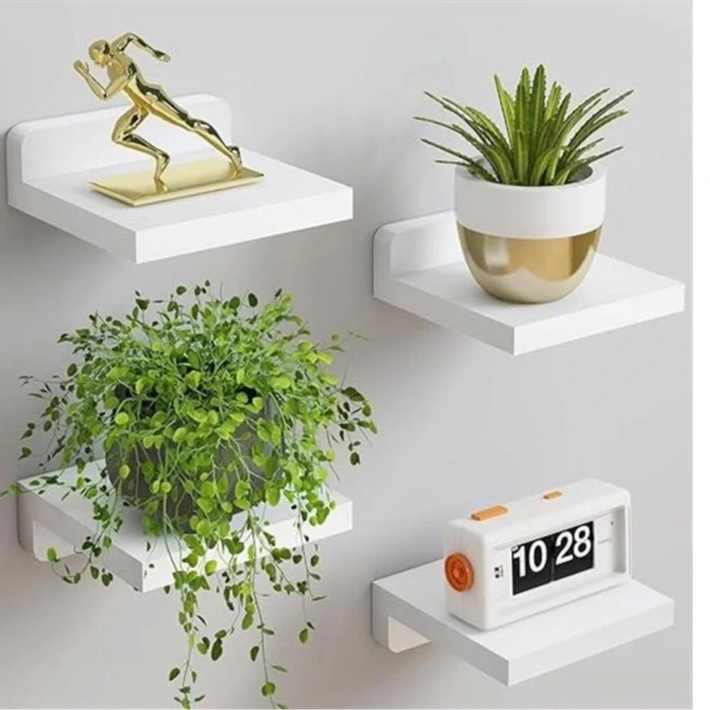 Floating Shelves Rustic Wood Small Wall Mounted Shelves, White